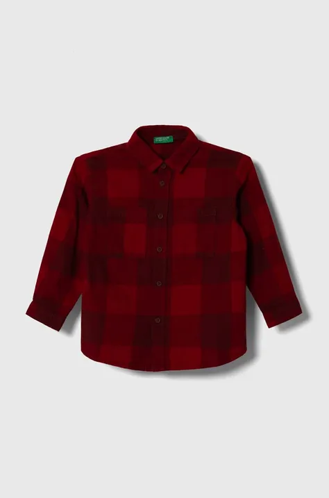 Παιδικό βαμβακερό πουκάμισο United Colors of Benetton χρώμα: κόκκινο