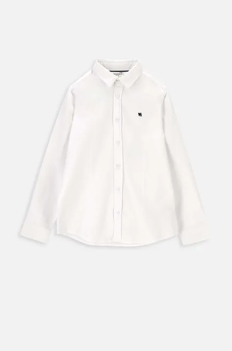 Παιδικό βαμβακερό πουκάμισο Coccodrillo χρώμα: άσπρο