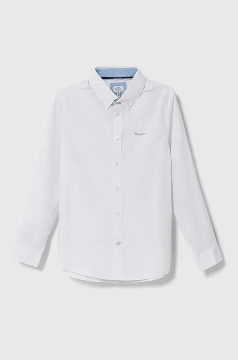 Παιδικό βαμβακερό πουκάμισο Pepe Jeans χρώμα: άσπρο