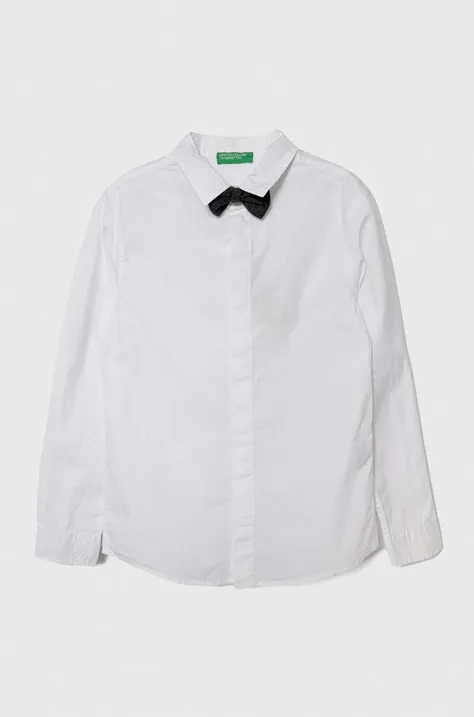 Детская хлопковая рубашка United Colors of Benetton цвет белый
