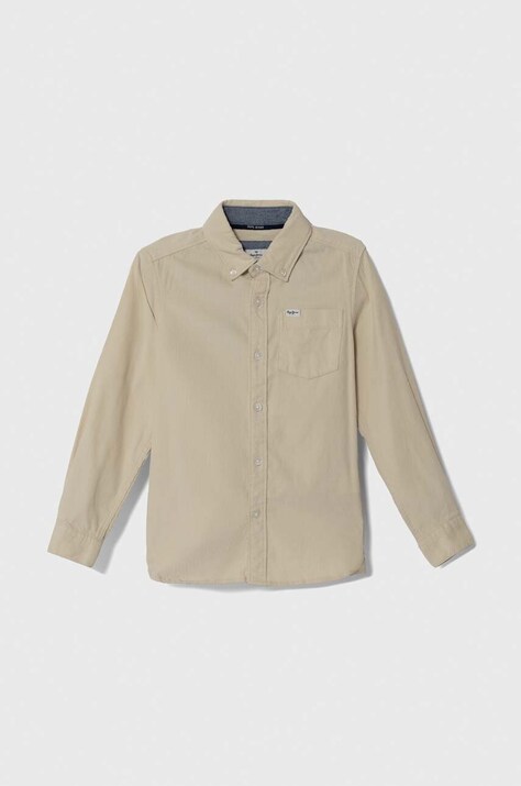 Pepe Jeans camasa din velur culoarea bej