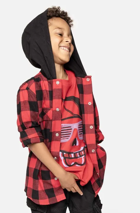 Παιδικό βαμβακερό πουκάμισο Coccodrillo χρώμα: κόκκινο