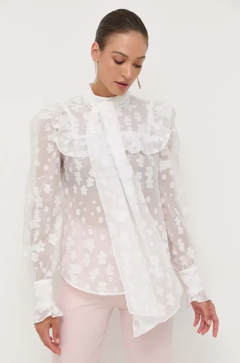 Блузка Custommade жіноча колір білий візерунок
