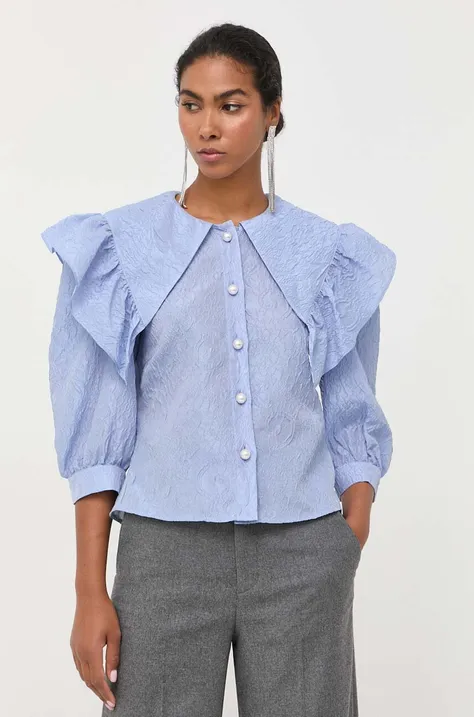 Custommade bluzka damska kolor niebieski regular