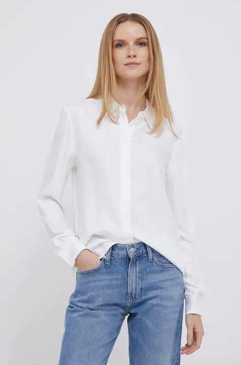 Рубашка Tommy Hilfiger женская цвет белый regular классический воротник