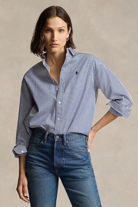 Бавовняна сорочка Polo Ralph Lauren жіноча колір зелений relaxed класичний комір 211910743