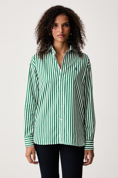 Polo Ralph Lauren Košile dámská bavlněná zelená pruhovaná 211910743