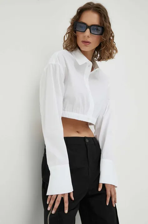 Pamučna košulja Herskind za žene, boja: bijela, relaxed, s klasičnim ovratnikom