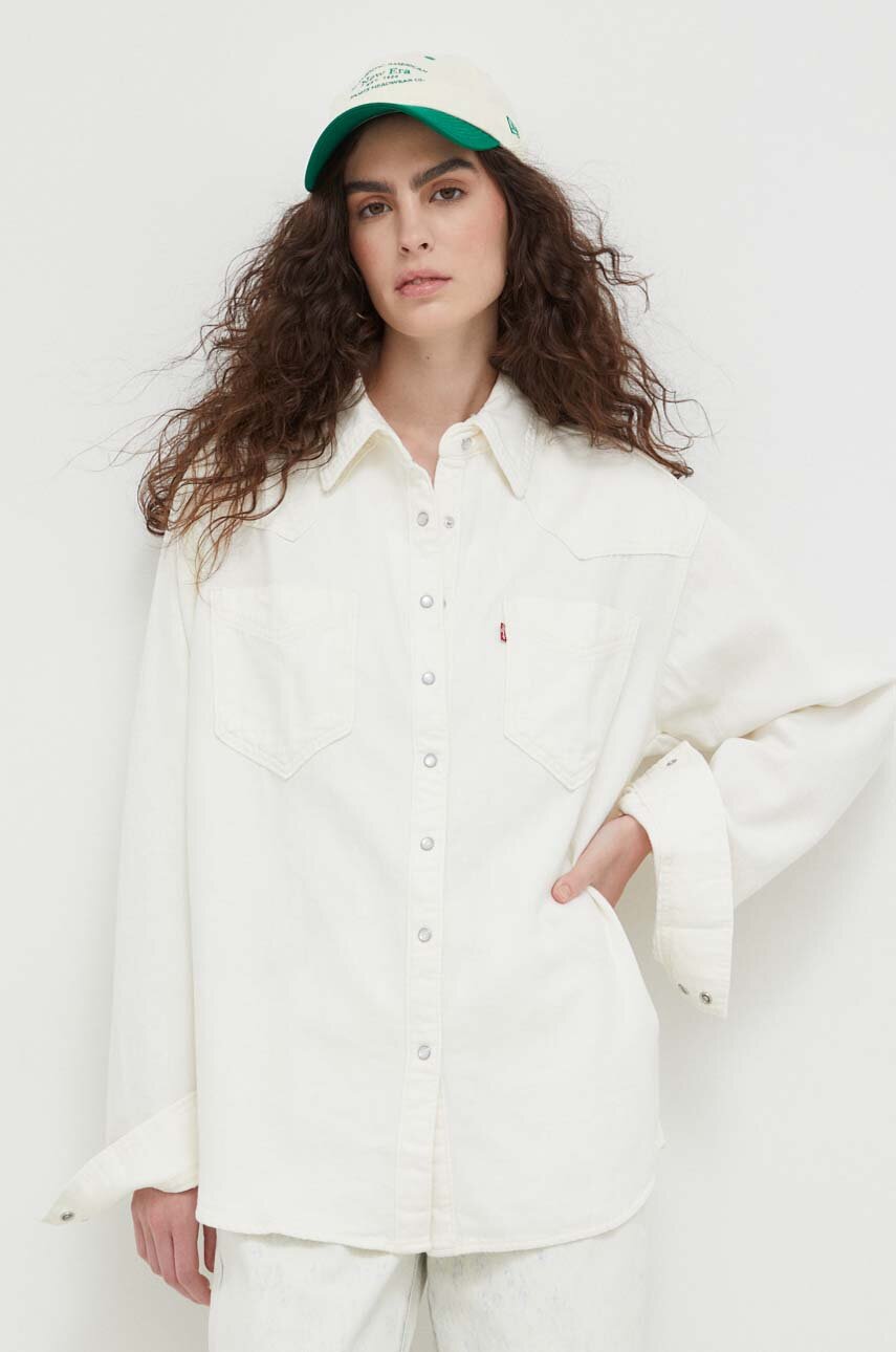 Τζιν πουκάμισο Levi's χρώμα: μπεζ