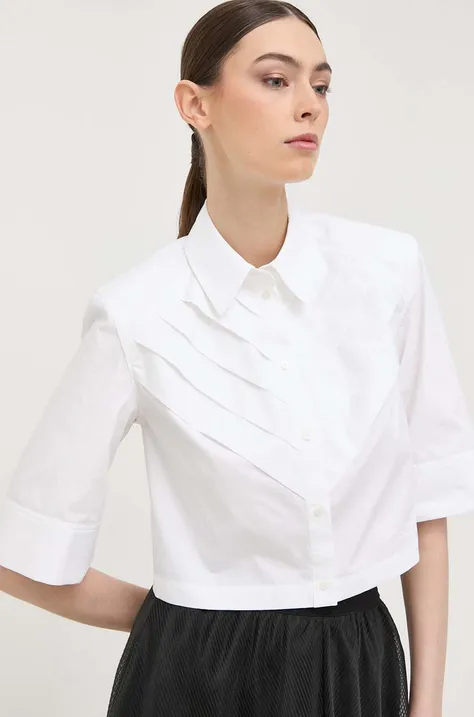 Karl Lagerfeld koszula bawełniana KL x The Ultimate icon damska kolor biały relaxed z kołnierzykiem klasycznym
