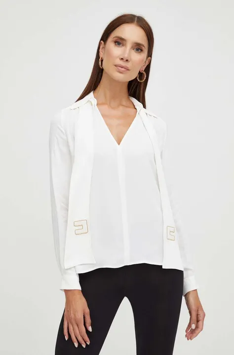 Блузка Elisabetta Franchi жіноча колір білий однотонна
