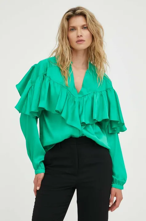 Блузка 2NDDAY жіноча колір зелений однотонна