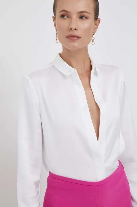Сорочка Emporio Armani жіноча колір білий regular зі стійкою