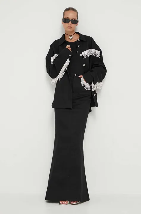 Бавовняна сорочка Rotate жіноча колір чорний relaxed класичний комір