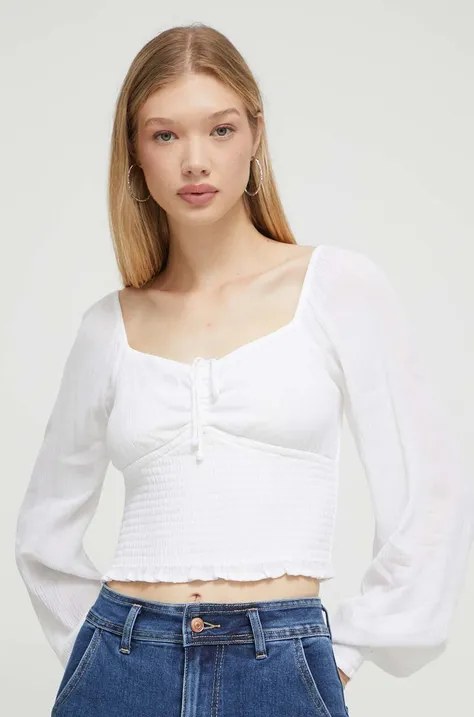 Bluza Hollister Co. za žene, boja: bijela, bez uzorka