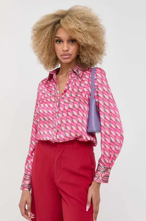 Košile Liu Jo dámská, růžová barva, regular, s klasickým límcem