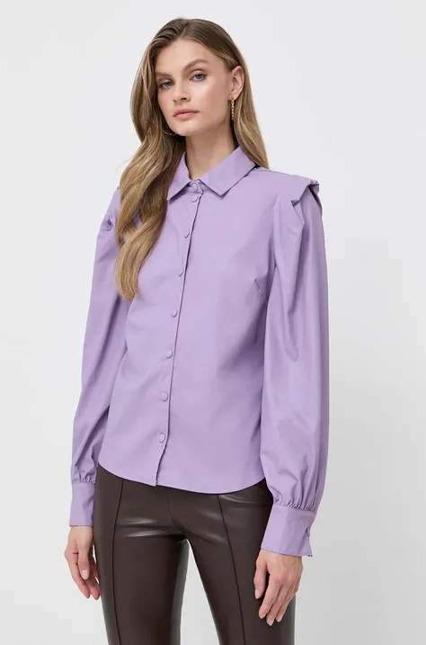 Twinset koszula damska kolor fioletowy regular z kołnierzykiem klasycznym