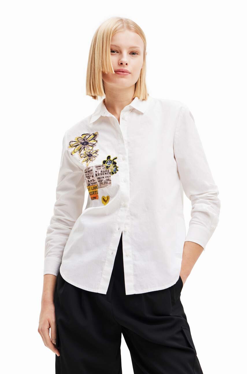 Bavlnn triko Desigual bl barva, regular, s klasickm lmcem