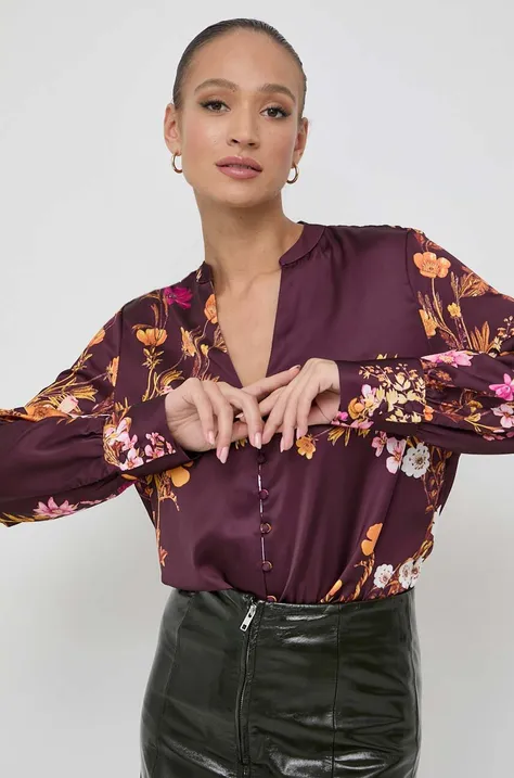 Košulja Guess za žene, boja: smeđa, regular