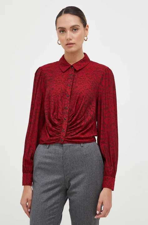 Košulja Guess za žene, boja: crvena, regular, s klasičnim ovratnikom