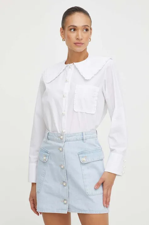 Βαμβακερό πουκάμισο Custommade χρώμα: άσπρο