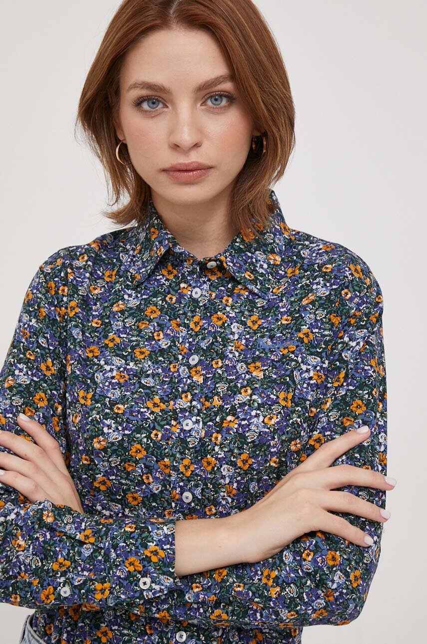 Pepe Jeans koszula bawełniana damska regular z kołnierzykiem klasycznym