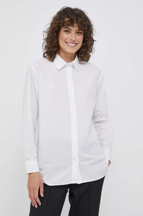 Хлопковая рубашка Pepe Jeans LIZA женская цвет белый relaxed классический воротник