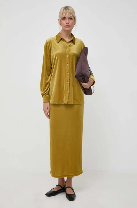 Košulja Max Mara Leisure za žene, boja: žuta, regular, s klasičnim ovratnikom