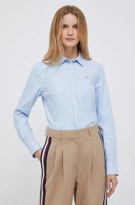 Gant koszula damska kolor niebieski regular z kołnierzykiem klasycznym