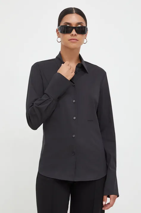 Košeľa Pinko dámska, čierna farba, regular, s klasickým golierom, 102164.Y817