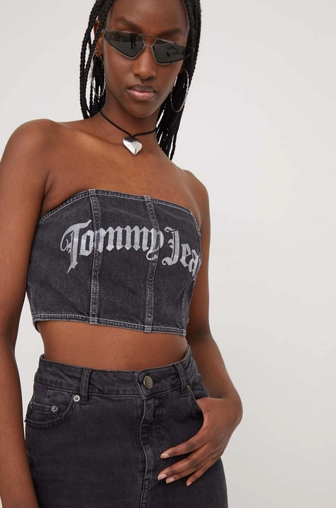 Top Tommy Jeans ženski, črna barva