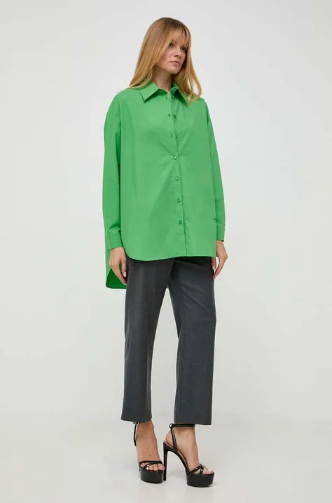 Košeľa Patrizia Pepe dámska, zelená farba, voľný strih, s klasickým golierom