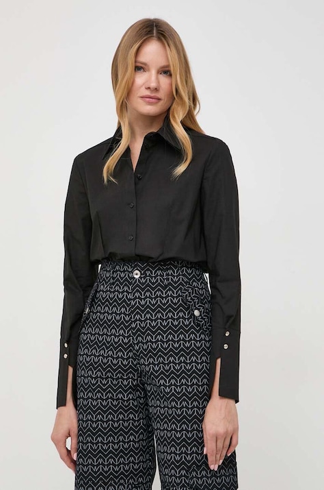 Košile Patrizia Pepe dámská, černá barva, regular, s klasickým límcem