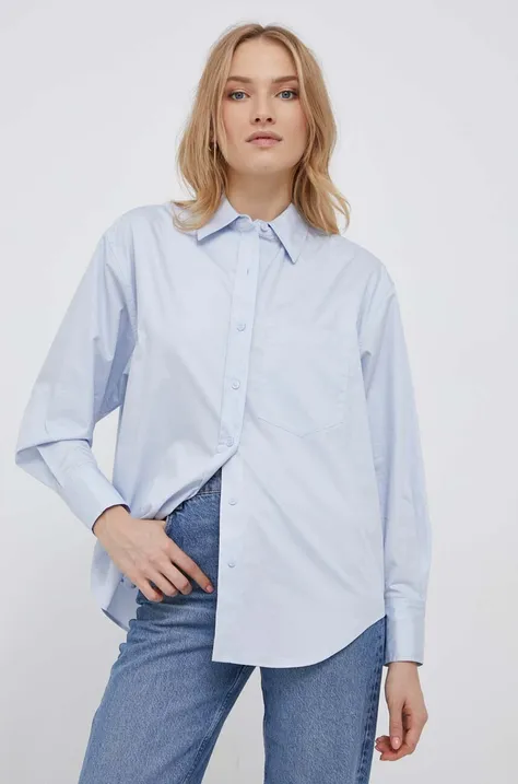 Pamučna košulja Calvin Klein za žene, relaxed, s klasičnim ovratnikom