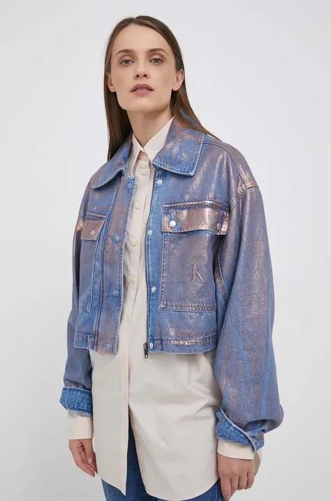 Rifľová bunda Calvin Klein Jeans dámska, prechodná