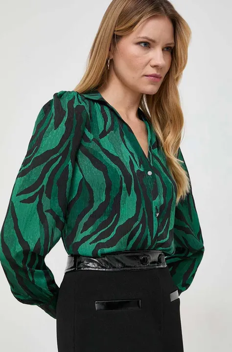 Košeľa Morgan dámska, zelená farba, regular, s klasickým golierom