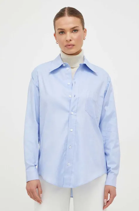 MAX&Co. koszula bawełniana x Anna Dello Russo damska kolor niebieski relaxed z kołnierzykiem klasycznym