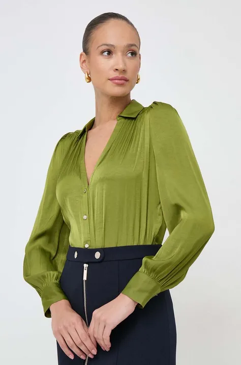 Morgan koszula damska kolor zielony regular z kołnierzykiem klasycznym
