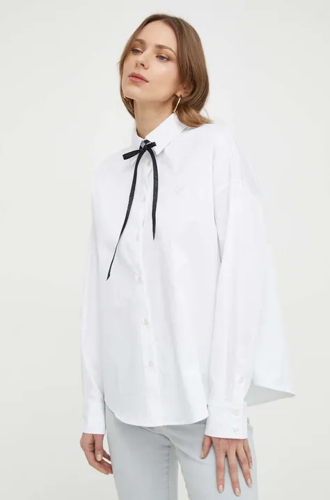 Сорочка Guess жіноча колір білий relaxed класичний комір