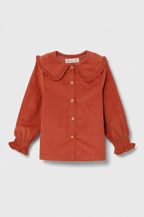 Детская хлопковая рубашка zippy цвет оранжевый