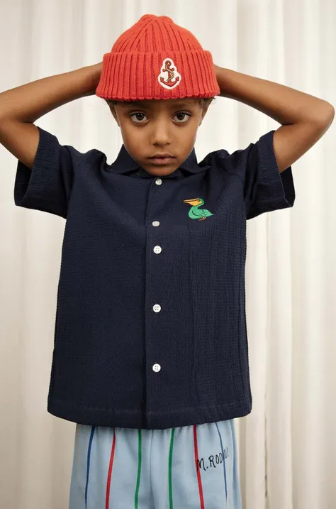 Detská bavlnená košeľa Mini Rodini tmavomodrá farba