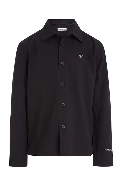 Detská bavlnená košeľa Calvin Klein Jeans čierna farba
