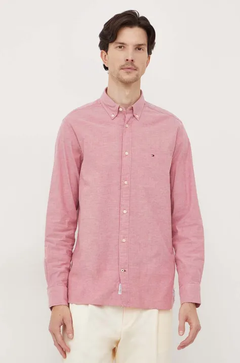 Рубашка Tommy Hilfiger мужская цвет бордовый regular воротник button-down
