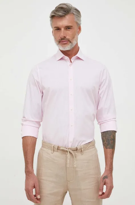 Košulja Tommy Hilfiger za muškarce, boja: ružičasta, slim, s talijanskim ovratnikom