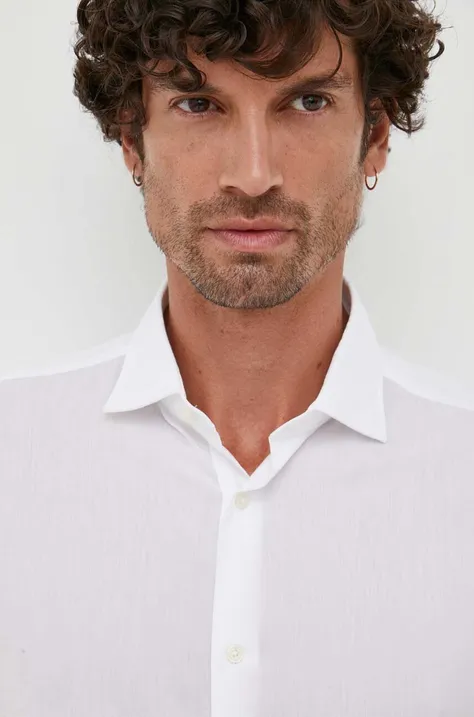 Košulja Tommy Hilfiger za muškarce, boja: bijela, slim, s klasičnim ovratnikom