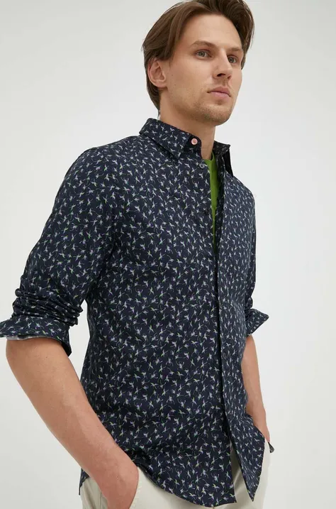 Košile PS Paul Smith pánská, tmavomodrá barva, regular, s klasickým límcem