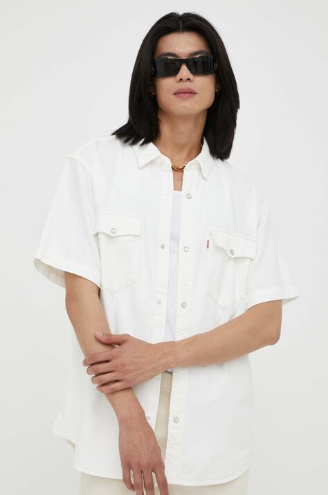 Levi's camasa din bumbac barbati, culoarea bej, relaxed