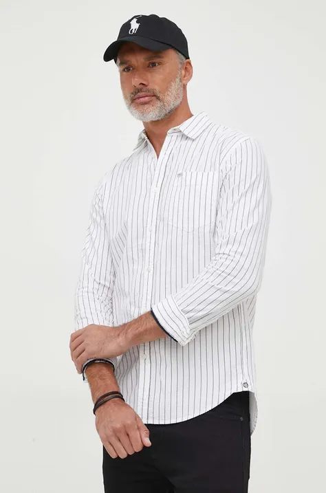 Pepe Jeans camasa din bumbac Crovie barbati, culoarea alb, cu guler clasic, regular