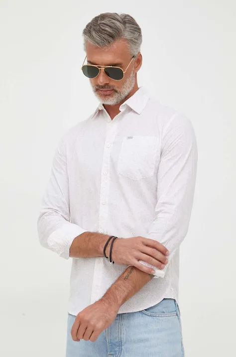 Βαμβακερό πουκάμισο Pepe Jeans Curtis ανδρικό, χρώμα: άσπρο