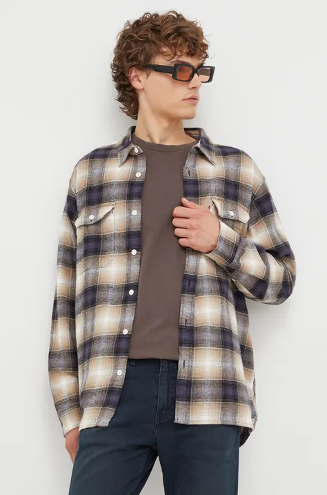 Košile Levi's béžová barva, relaxed, s klasickým límcem
